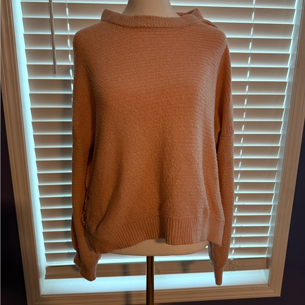 SO Women's Cozy Cowl Neck Sweater - Peach